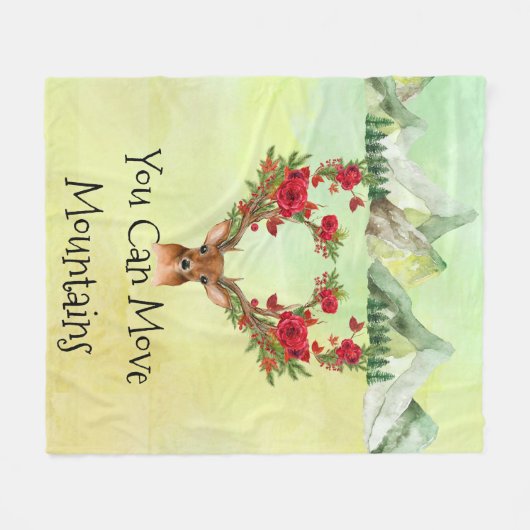 Hikers Fleece Blanket met Mountains and Deer' (Voorkant (Horizontaal))