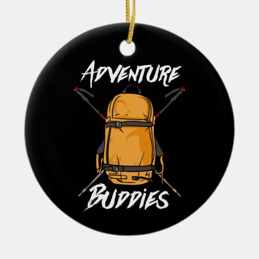 Hiking Adventure Buddies Couples Keramisch Ornament (Voorkant)