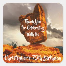 Hiking Balanced Rock Birthday Party Vierkante Sticker