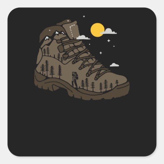Hiking Boot Vierkante Sticker (Voorkant)