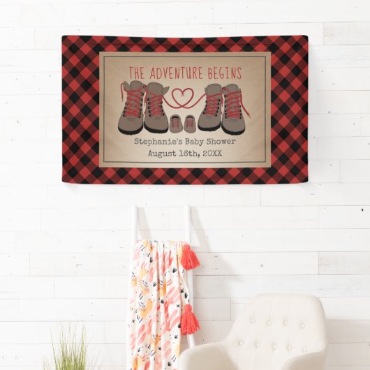 Hiking Boots Adventure Buffalo Plays Baby shower Spandoek (Insitu)