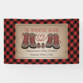 Hiking Boots Adventure Buffalo Plays Baby shower Spandoek (Horizontaal)