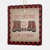 Hiking Boots Baby's eerste kerstcadeautje Keramisch Ornament (Links)