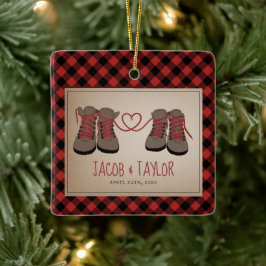 Hiking Boots First kerst gehuwd Keramisch Ornament