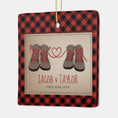 Hiking Boots First kerst gehuwd Keramisch Ornament (Links)