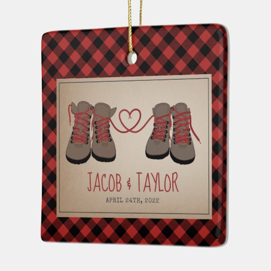 Hiking Boots First kerst gehuwd Keramisch Ornament (Links)