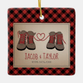 Hiking Boots First kerst gehuwd Keramisch Ornament (Voorkant)