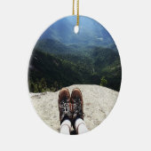Hiking bovenop de wereld (versie 1) keramisch ornament (Rechts)