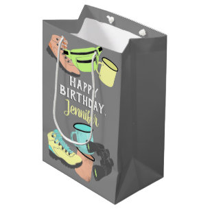 Hiking Camping Collage Personalized Medium Cadeauzakje