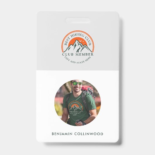 Hiking Club Foto Medewerker ID Badge (Voorzijde)