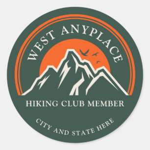 Hiking Club Logo Aangepaste Naam Zakelijke Medewer Ronde Sticker