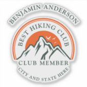 Hiking Club Logo Leden en Medewerker Personeelsnaa Sticker (Voorkant)