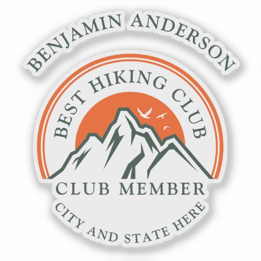 Hiking Club Logo Leden en Medewerker Personeelsnaa Sticker (Voorkant)