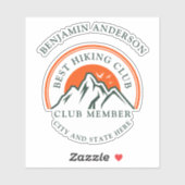 Hiking Club Logo Leden en Medewerker Personeelsnaa Sticker (Vel)