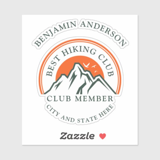 Hiking Club Logo Leden en Medewerker Personeelsnaa Sticker (Vel)