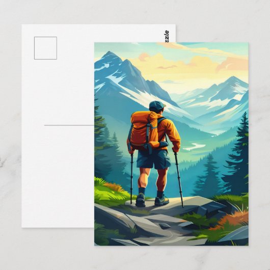 Hiking Digital Art Design Briefkaart (Voorkant / Achterkant)