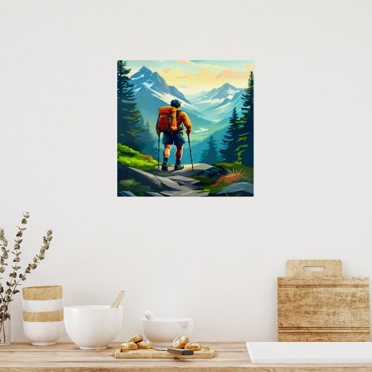 Hiking Digital Art Design Poster (Keuken)