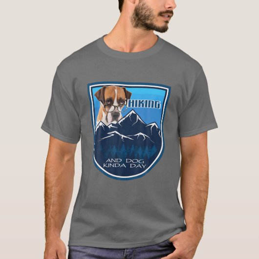 Hiking en hond Kinda Day Boxer W-bril T-shirt (Voorkant)