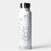 Hiking Essentials Line Art | Thor Geïsoleerd Zwart Waterfles (Links)