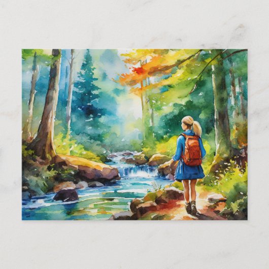 Hiking Girl Briefkaart (Voorkant)