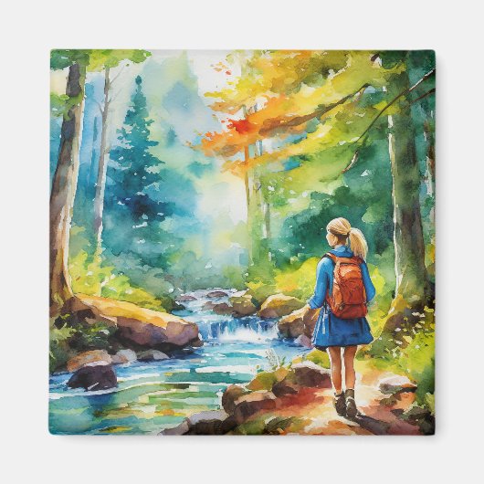 Hiking Girl Magneet (Voorkant)