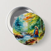 Hiking Girl Ronde Button 7,6 Cm (Voorkant /achterkant)