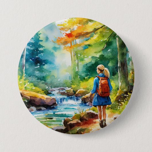 Hiking Girl Ronde Button 7,6 Cm (Voorkant)