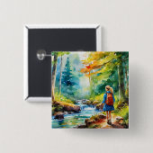 Hiking Girl Vierkante Button 5,1 Cm (Voorkant /achterkant)