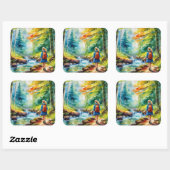 Hiking Girl Vierkante Sticker (Vel)