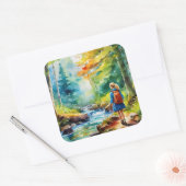 Hiking Girl Vierkante Sticker (Envelop)