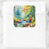 Hiking Girl Vierkante Sticker (Tas)