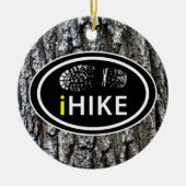 Hiking iHIKE Boot Print op Tree Bark Kerstmis Keramisch Ornament (Voorkant)