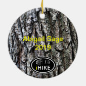 Hiking iHIKE Boot Print op Tree Bark Kerstmis Keramisch Ornament (Achterkant)