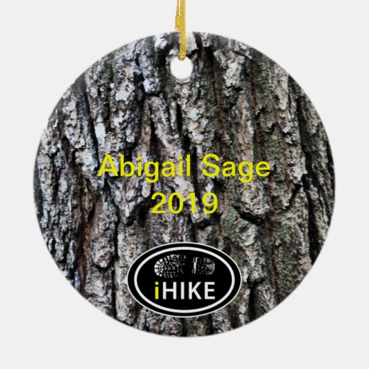 Hiking iHIKE Boot Print op Tree Bark Kerstmis Keramisch Ornament (Achterkant)