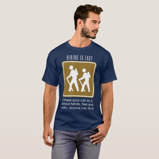 Hiking is Easy Funny Backpacking T-shirt (Voorkant volledig)