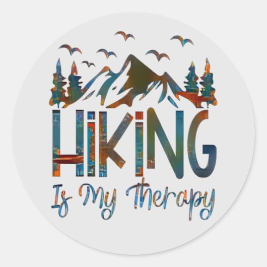 Hiking is mijn therapie, grappige wandelende Klass Ronde Sticker (Voorkant)