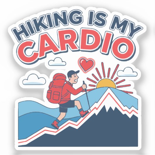 Hiking Is My Cardio Sticker (Voorkant)