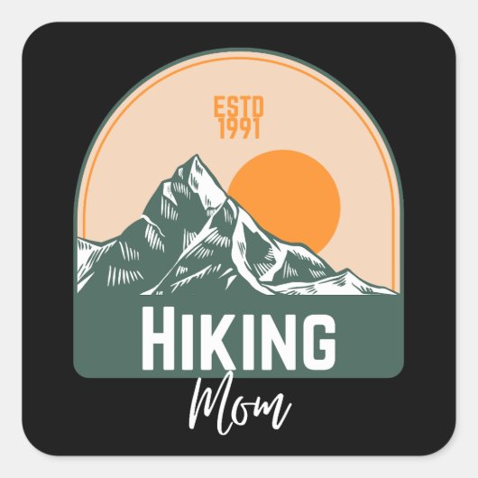 Hiking mama vierkante sticker (Voorkant)