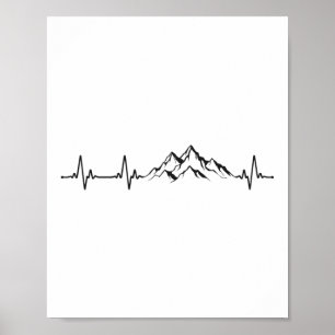 Hiking Mountain Heartbeat Poster