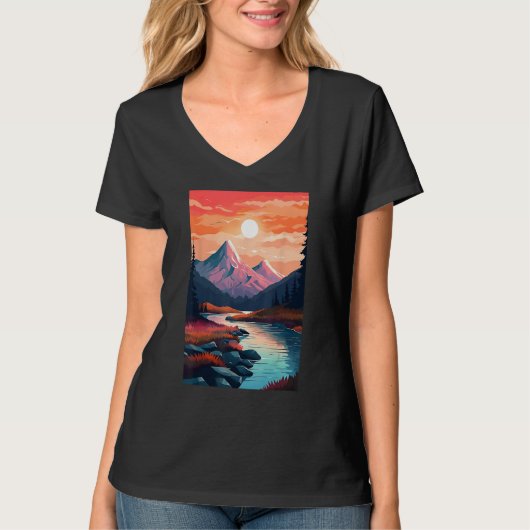 Hiking outdoor mountains landscape t-shirt (Voorkant)