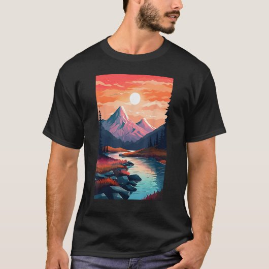 Hiking outdoor mountains landscape t-shirt (Voorkant)