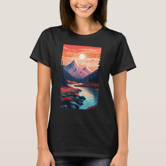 Hiking outdoor mountains landscape t-shirt (Voorkant)