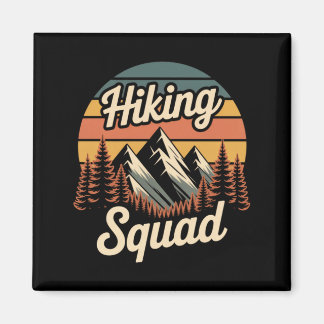Hiking Squad Retro Mountain Camng Hiking Trip Magneet