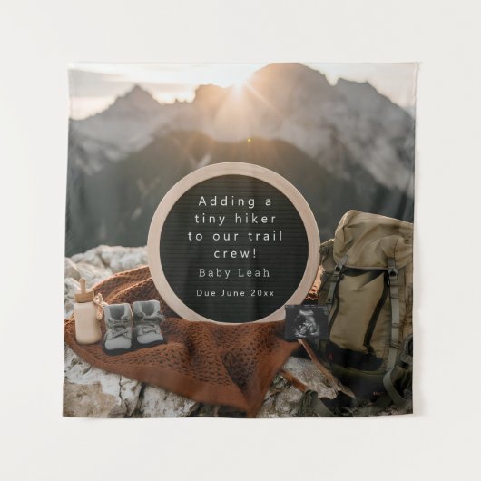 Hiking Thema Zwangerschapsaankondiging Wandkleed (Voorkant)