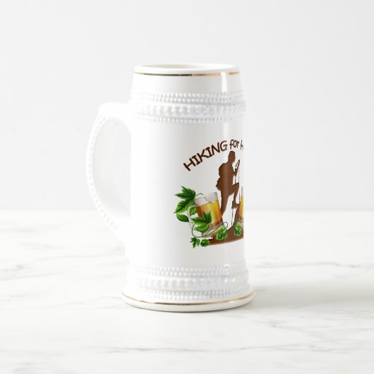 Hiking voor Hop 22 oz Beer Stein Bierpul (Voorkant links)