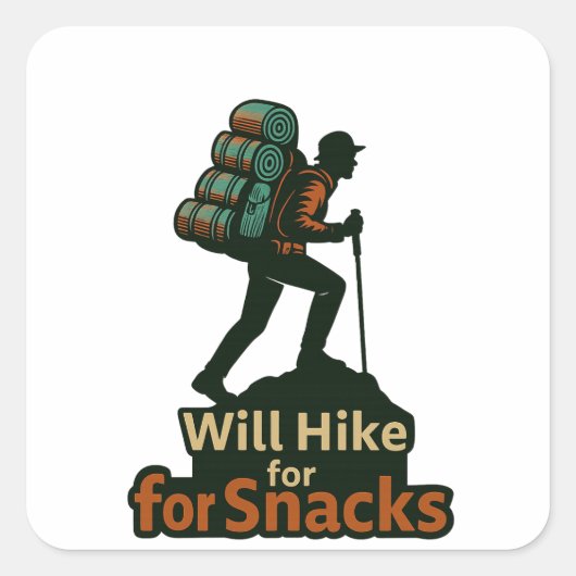 Hiking with Snacks – Fun DateOutdoor Design Vierkante Sticker (Voorkant)