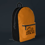 Hiking yellow Backpack for Nature Lovers Bedrukte Rugzak<br><div class="desc">Looking for a backpack that's as awesome as you? You HAVE to see this hiking backpack! It's black with bright orange accents that give it a real pop! And the front pocket? It's adorable, with a mountain scene and the words "Mountains Made Me." How fun is that?! Seriously, this backpack...</div>