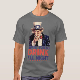 Hilarious 4 juli oom Sam ik wil dat je een Drink h T-shirt