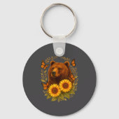 Hilarious Bear Butterfly Nature Rustic Sunflower M Sleutelhanger (Voorkant)