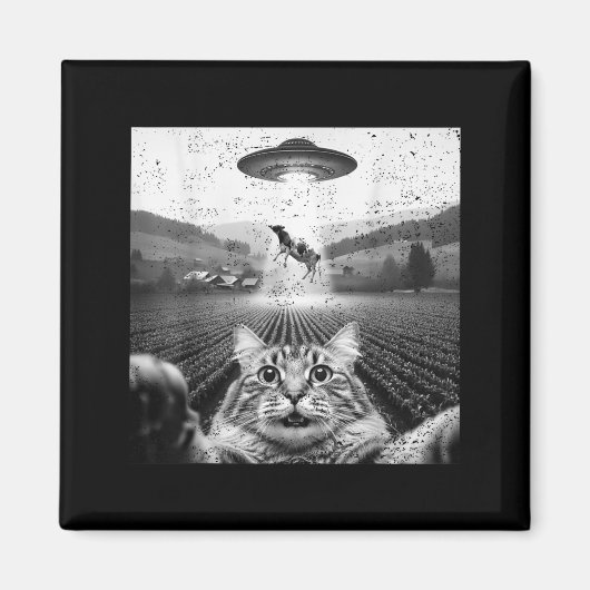 Hilarious Cat Selfie Ufo Cow Abduction Alien Meme Magneet (Voorkant)